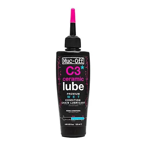 Produktbild: Muc-Off C3 Ceramic Wet Chain Lube Nass Kettenöl Fahrrad, 120 ml - Premium Schmierfett Kettenfett, Kettenspray Fahrrad, Mit UV-Tracer-Farbstoff - Für Nasse und Raue Wetterbedingungen