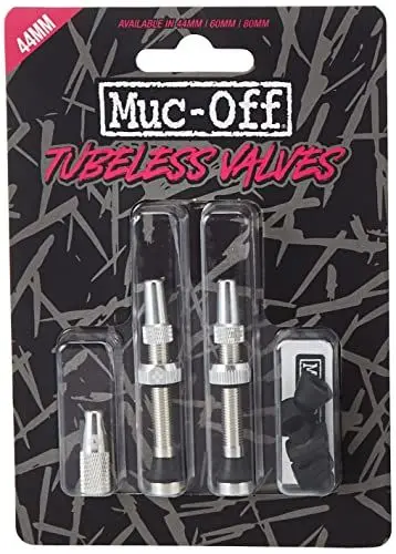 Produktbild: Muc-Off Presta-Ventile, silberfarben, schlauchlos, 60 mm – Premium kein Auslaufen, Fahrradventile mit integriertem Ventilkernentfernungswerkzeug