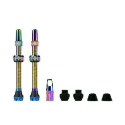 Produktbild: Muc-Off Regenbogenfarbige Presta Tubeless Ventile, 44 mm - Hochwertige Anti-Leck Fahrradventile mit integriertem Werkzeug zum Entfernen des Ventilkerns