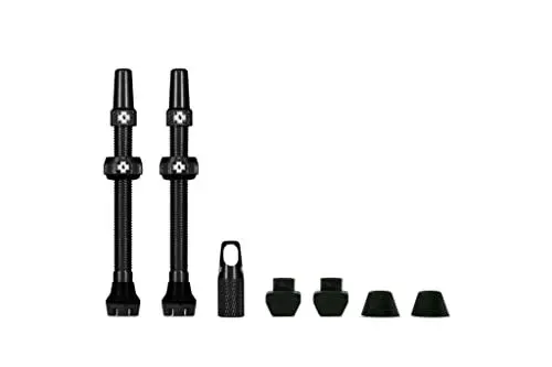 Produktbild: Muc-Off Schwaze Presta Tubeless Ventile, 60 mm - Hochwertige Anti-Leck Fahrradventile mit integriertem Werkzeug zum Entfernen des Ventilkerns