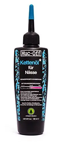 Produktbild: Muc-Off Wet Chain Lube Nass Kettenöl Fahrrad, 120 ml - Biologisch Abbaubares Schmierfett Kettenfett, Kettenspray Fahrrad, Für alle Arten von Fahrrädern - Formuliert für Nasse Wetterbedingungen