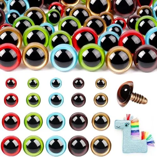 Produktbild: MUCUNNIA 160 Stück 10-18 MM Sicherheitsaugen für Häkeltiere Sicherheitsaugen für Amigurumi mit Unterlegscheiben bunte Kunststoff Sicherheitsaugen für Häkelarbeiten Ostern Dekorationen