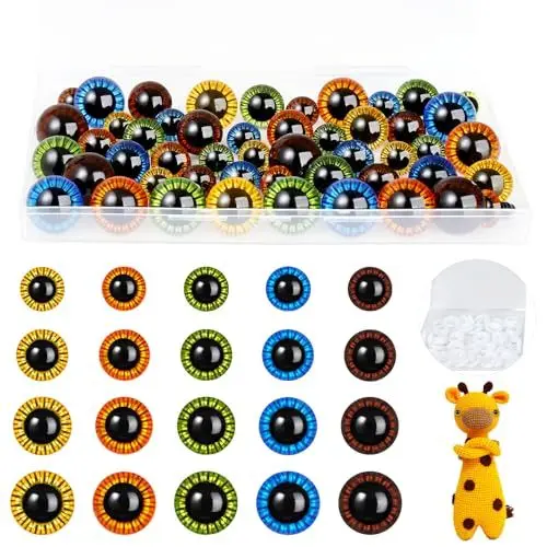 Produktbild: MUCUNNIA 80 Stück 10-18mm Sicherheitsaugen für Häkeltiere Amigurumi Augen mit Unterlegscheiben Chromatisch Kunststoff Knopfaugen für Plüschtiere Marionette Plüschtier Teddyaugen