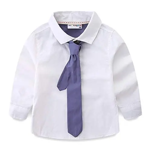 Produktbild: Mud Kingdom Kleine Jungen weißes Hemd und Krawatte Set Plain Casual 5 Jahre