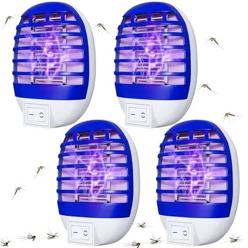 Produktbild: Mückenlampe,4 Stück Elektrischer Insektenvernichter, Mückenschutz Steckdose mit UV-Insektenfalle,Fliegenfalle and Elektrisch Insekten Mückenfalle für Mücken, Fliegen, Motten, für Schlafzimmer,Indoor