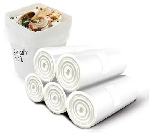 Produktbild: Müllbeutel 100 Stück 15 Liter Klein Biologisch Abbaubar Lebensmittelabfälle Müllsäcke, 100% Recycelt Abbaubar Robust Kompost Biomüllbeutel für Lebensmittel, Haushalt, Küche (2-4 Gallone)
