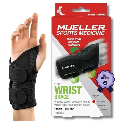 Produktbild: Mueller Greenline Fitted Wrist Brace, Handgelenkbandage, schwarz, Gr. S/M rechts