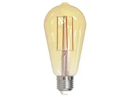 Produktbild: Müller-Licht Retro LED ST64 Kolbenform E27 Filament gold, 7W ersetzt 51W, nostalgisches warmweißes Licht (2000K) für ein gemütliches Ambiente, 650lm, dimmbar, 15000h Lebensdauer, 401080