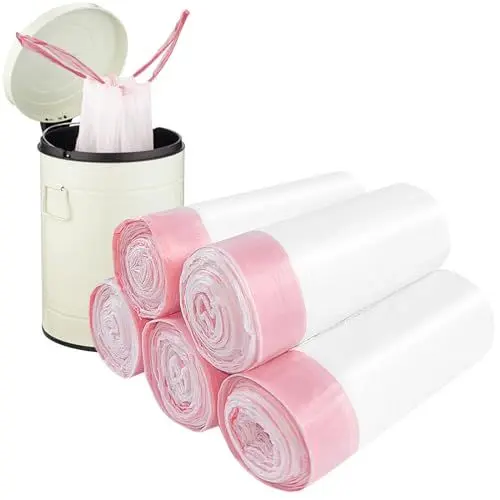 Produktbild: Mülltüten mit Tragegriff Reißfest, 100 Stück Trash Bags, Mülltüten 10L, Garbage Bags für Badezimmer, Büro, Schlafzimmer, Toilette, Küche und Wohnzimmer(45 cm X 50 cm)
