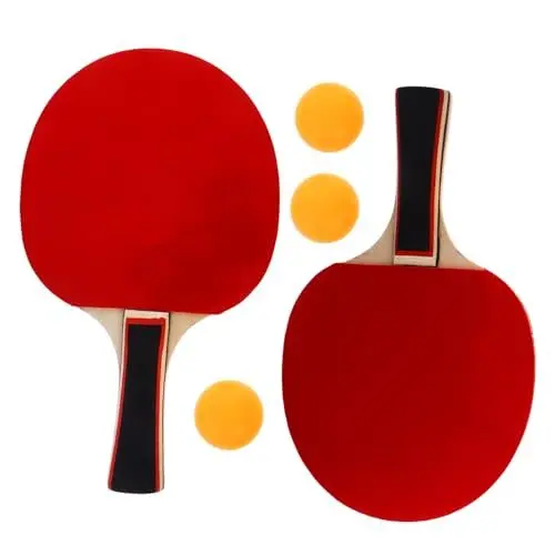 Produktbild: MUELODSIC 1 Satz Tischtennis Set mit Schläger und Bällen Standardgröße Tischtennisschläger für Erwachsene Ergonomischer Griff Breitere Schlagfläche für Freizeitspieler Wettkämpfe