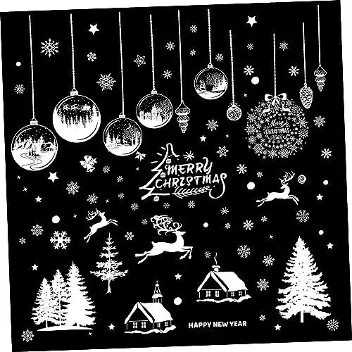 Produktbild: MUELODSIC 9 Blätter Weihnachtsfensterbilder Selbstklebend Schnee und Weihnachtsdekoration für Kreative Fenstersticker für Festliche Wiederverwendbare Fensteraufkleber mit Statischem Halt