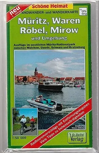 Produktbild: Müritz, Waren, Röbel und Umgebung 1 : 50 000 Radwander- und Wanderkarte: Ausflüge im westlichen Müritz-Nationalpark um die Müritz zwischen Waren, Röbel und Mirow