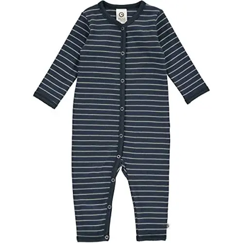 Produktbild: Müsli by Green Cotton Baby Boys Stripe Rib Bodysuit and Toddler Sleepers, Night Blue/Spa Green, 74