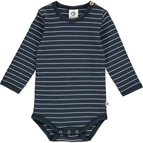 Produktbild: Müsli by Green Cotton Baby Boys Stripe Rib l/s Body Base Layer, Night Blue/Spa Green, 80