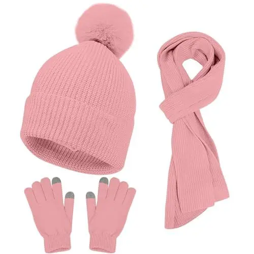 Produktbild: MüTze Schal Handschuhe Frauen Halswärmer Thermo mit Fleece Gefütterte Loop Outdoor Sport Gestrickte Winter Geschenk Beanie Mütze Damen Winter