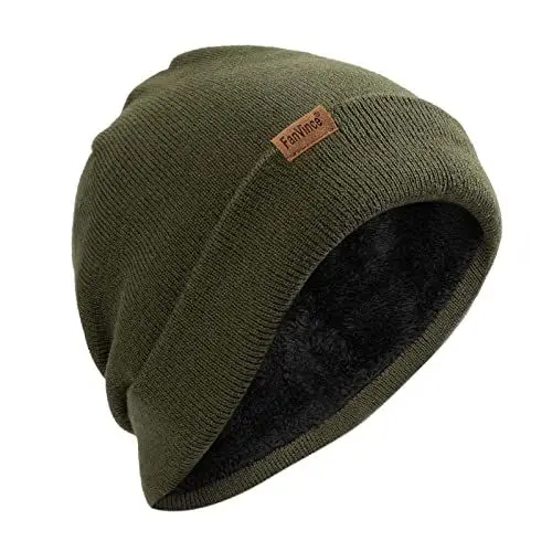 Produktbild: Mütze Herren Damen Thermo Wintermütze Baumwolle Strickmütze Warme Winter Hut Haube für Männer und Frauen Olivgrün