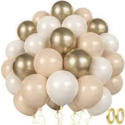 Produktbild: MUEZDUR Luftballons Aprikose Gold SandWeiß，60 Stück 12 Zoll Luftballons Beige Aprikose Set mit 2 Rollen Band Premium Helium Ballons für Geburtstag Baby Shower Hochzeit Boho Party Dekoration