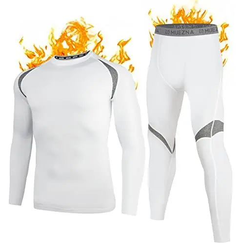 Produktbild: Muezna Thermounterwäsche Herren, Funktionswäsche Skiunterwäsche Lange Atmungsaktiv Thermounterwäsche Thermounterhose Set Weicher Wolle Fleecefutter für zu Hause Winter