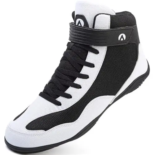 Produktbild: Mufanton Ringerschuhe für Herren rutschfeste Kampfsport Schuhe Atmungsaktiv Ringerschuhe Wrestling Schuhe Geeignet für Wrestling,Boxen,Crossfit,Gewichtheben,Bodybuilding,Schwarz Weiß,EU39