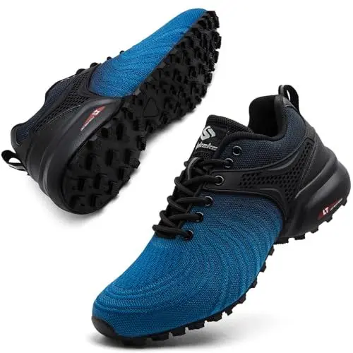 Produktbild: Mufanton Traillaufschuhe Herren Laufschuhe Wanderschuhe Leicht Straßenlaufschuhe Sneaker Trekkingschuhe rutschfeste Outdoor Fitnessschuhe Sportschuhe,Schwarz Blau,EU39