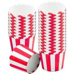 Produktbild: Muffin Förmchen Papier, 50 Stück Streifen Muffinförmchen Papiers Cupcake Backbecher Mini EinwegKuchenbecher zum Backen Cupcakes Süßigkeiten Behälter, Rot und Weiß