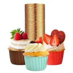 Produktbild: Muffinförmchen Papier,75 Stück Cupcake Muffin Förmchen Wasserdicht und Ölfest Backförmchen Papier Backförmchen aus Aluminiumfolie für Cupcakes Geburtstag Hochzeit,Weihnachtsfeier 3-Farben