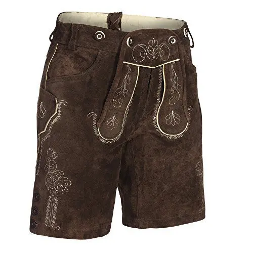 Produktbild: Mufimex Damen Trachten Lederhose Trachtenlederhose Trachtenhose kurz Dunkelbraun 44