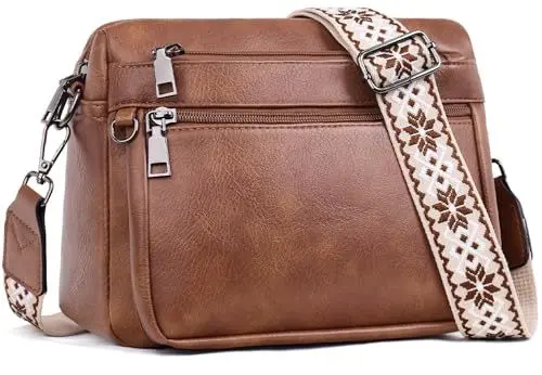 Produktbild: MUIIKOLA umhängetasche damen，umhängetasche mittelgroß tasche umhängetasche,damen leder，Weich Breiter Gurt