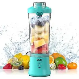 Produktbild: Mulli Tragbarer Mixer, Neu gestartet persönlicher Mixer für Shakes und Smoothies, wiederaufladbarer Mini-Mixer, 600 ml mit Reisedeckel für Zuhause/Küche/Fitnessstudio