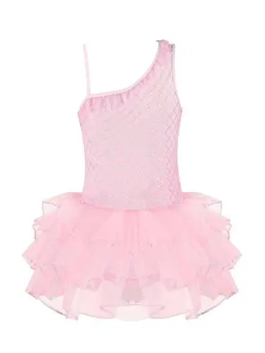Produktbild: Mulnall Mädchen Pailletten Eine Schulter Ballett Tanzkleid Rüsche Tutu Leotard Ballerina Dancewear(40413-08-XL)