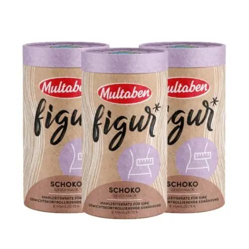 Produktbild: Multaben Diät Shake – proteinreicher Abnehm Shake für eine Eiweiß Diät – Schoko-Geschmack mit Vitaminen und Mineralstoffen – sättigender Diät Drink als hochwertiger Nahrungsersatz - 3 x 440g