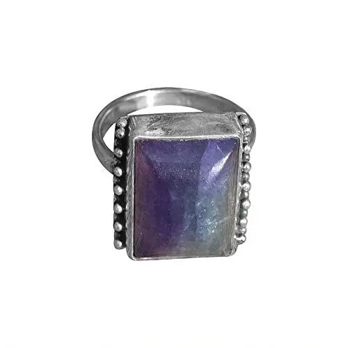Produktbild: Multi Fluorit Edelstein Ring Größe 9 US Ring Feiner Schmuck Sterling Silber 925,