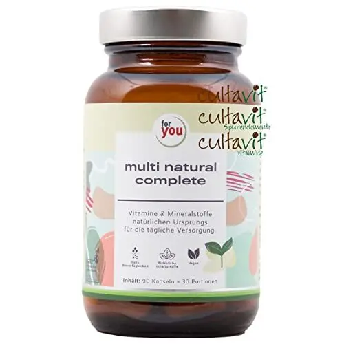 Produktbild: for you multi natural complete aus natürlichen Pflanzenextrakten 90 Kapseln - 100% natürliches hochdosiertes Premium Multivitamin-Multimineral Präparat - breites Spektrum an Vitaminen & Mineralstoffen