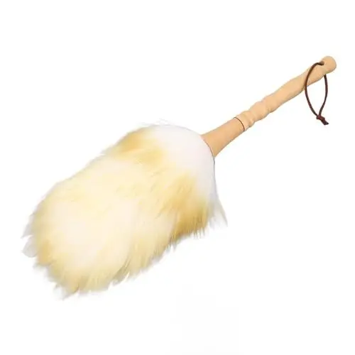 Produktbild: Multifunktion Ale Reinigungs Bürste Duster, Holzgriff Lambswool Duster für Jalousien, Tisch, Klavier mit Weicher Lambs Wolle, Buchenholz Griff (langen Griff)