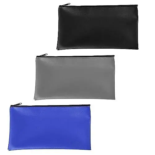 Produktbild: Multifunktion Geldtaschen Banktasche， 3 Stück PU Geldtasche Dokumententasche mit Reißverschluss,28 x 16 cm Geldbeutel Stifteeui Kosmetiktasche, Geeignet für Geschäft, Zuhause, Schule