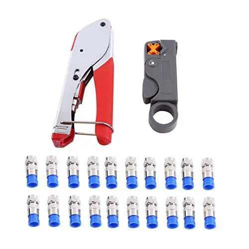 Produktbild: Koaxialkabel-Kompressions-Abisolierwerkzeug-Set Crimper RG6 RG59 F-Stecker, Draht-Crimpzangen-Werkzeug Zur Verwendung mit R59- und RG6-Koaxialkabel