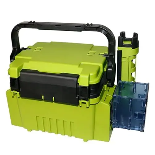 Produktbild: Multifunktionale Angelbox, Tragbare Aufbewahrungsbox mit 2 Rutenhaltern 1 und Wasserbecherhalter (Green)