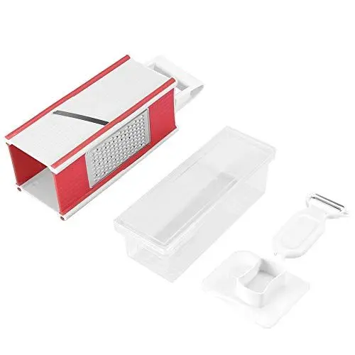Produktbild: Multifunktionale Reibe Box Slicer Gemüse Obst Mühle Schneidewerkzeug Küchenzubehör für Effiziente Lebensmittelzubereitung (Rot)
