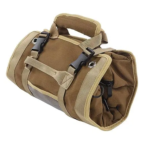 Produktbild: Multifunktionale Werkzeug-Rolltasche für Garten, Outdoor, Zuhause, Elektriker und Schreiner, Werkzeug, Camping, Zahlungsaufbewahrung, Schwarz (Khaki)