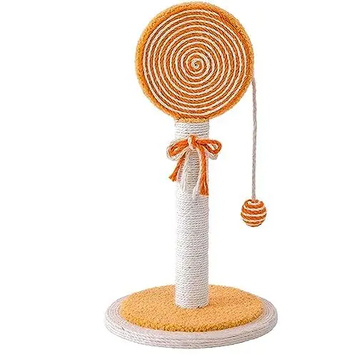 Produktbild: Multifunktionaler Katzenbaum aus Sisal, Interaktiver Katzenturm in Lollipop-Form Zum Kratzen, Klettern und Schutz von Möbeln (Yellow)