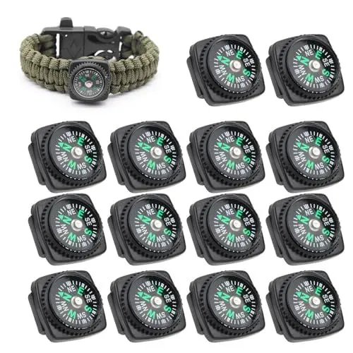 Produktbild: Multifunktionaler Kompass, Taschenkompass, leicht lesbar, Survival-Sport-Navigationskompass, Mini-Handgelenkkompass für Uhrenarmband oder Paracord-Survival-Armband für