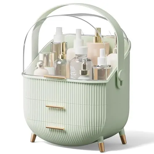 Produktbild: Multifunktionaler Make-up-Koffer, staubdicht, Kosmetik-Aufbewahrungsbox, Kosmetik-Organizer, Hautpflegeprodukte, Schmuck-Organizer, Finishing Box für Schlafzimmer, Badezimmer, Schreibtisch, neue