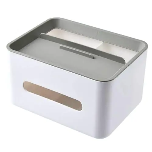 Produktbild: Multifunktions Taschentuchbox,Taschentücher Box,Tissue Box Holder,Fernbedienung Aufbewahrung mit Tücherbox,Kosmetiktücherbox,Multifunktionaler Schreibtisch Organizer für Home,Office - Grau