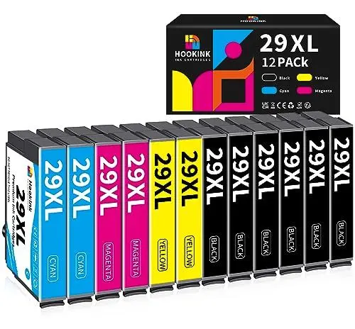 Produktbild: Hookink Multipack 29XL Druckerpatronen Kompatibel für Epson 29 XL Patronen für Expression Home XP-342 XP-332 XP-442 XP-245 XP-352 XP-345 XP-445 XP-235 XP-455 XP-435 XP-432 XP-335 (12er-Pack)