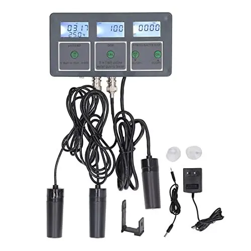 Produktbild: Multiparameter-Wasserqualitätstester S.G PH EC SALT ORP TDS CF TEMP 8 in 1 Wiederaufladbarer 24-Stunden-Online-Überwachung Digitaler Wassertester für Aquarien