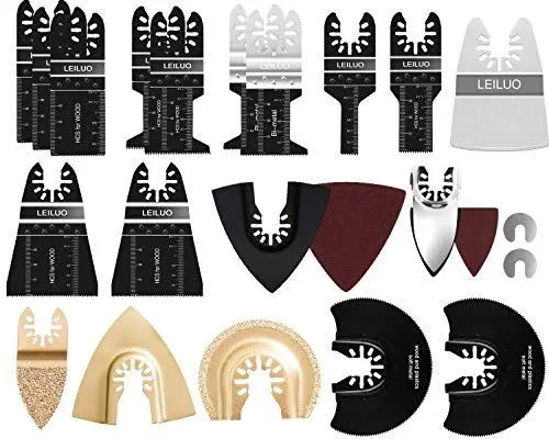 Produktbild: Multitool Sägeblätter LEILUO 81tlg Holz Kunststoff Metall Multifunktionswerkzeug Zubehör Set Verpackt in einer Aufbewahrungstasche für Makita Einhell Dewalt Parkside Ryobi AEG und Mehr