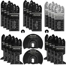 Produktbild: PECHAM 24tlg Multitool Sägeblätter Set Holz Kunststoff Metall universelles Oszillierende Werkzeuge Zubehör kompatibel mit Makita DTM51Z Dewalt Einhell Parkside und mehr