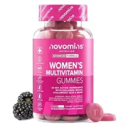 Produktbild: Multivitamin Gummies für Frauen - mit Hyaluronsäure, Meereskollagen, Zink, Biotin, Folsäure, Vitamin C, A, D, B, Probiotika - 23 Vitamine, Mineralien & Ergänzungsmittel - Immunsystem - Novomins