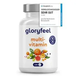 Produktbild: Multivitamin Hochdosiert - 450 Tabletten - Wertvolle Mineralien & alle A-Z Vitamine - 15 Monate Vorrat - Unterstützt das Immunsystem* - Laborgeprüft ohne Zusätze in Deutschland hergestellt