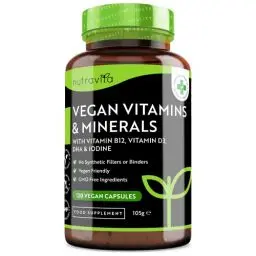 Produktbild: Multivitamin Vegan – Mit verschiedenen veganen Vitaminen und Mineralstoffen zur Unterstützung einer rein pflanzlichen Ernährung – Mit Vitamin B12, Vitamin D3, DHA, Jod, Eisen und Zink
